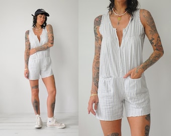 90&#39;s Striped Cotton Romper