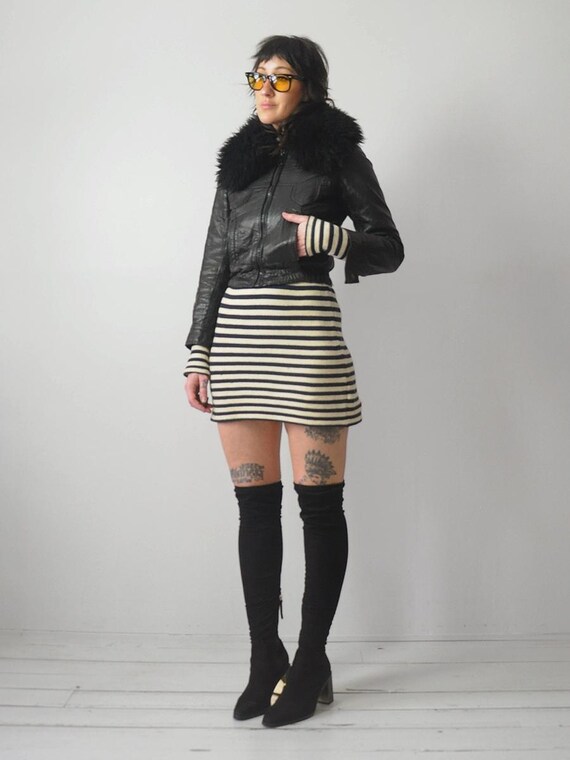 Black Leather Shearling Jacket - image 5