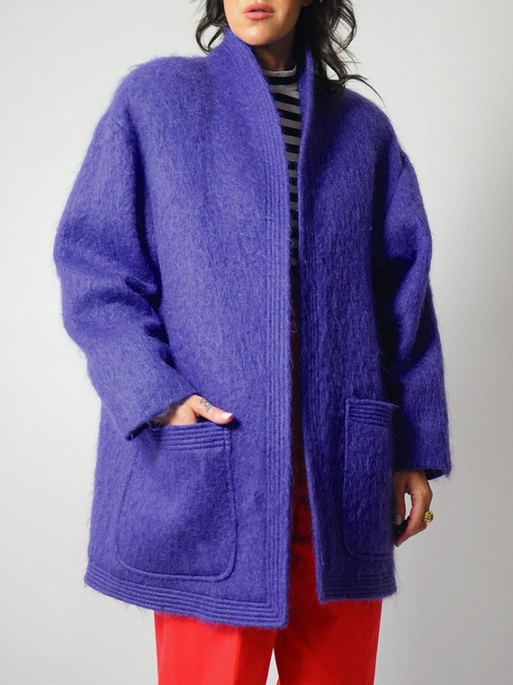 1980's Grape Mohair Oversized Coat - image 9