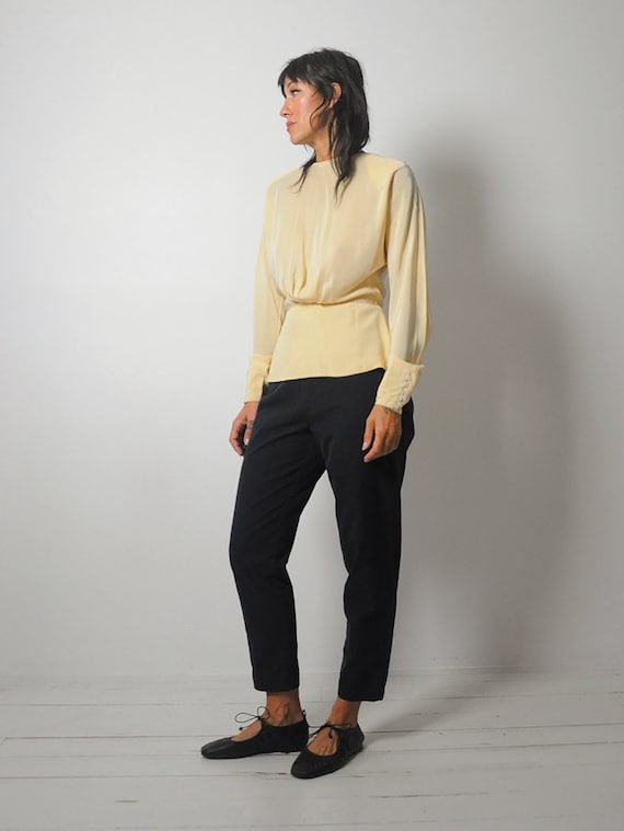 Buttercream Silk Peplum Blouse - image 2