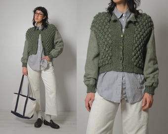 1970's Handknit Floral Cardigan - Etsy