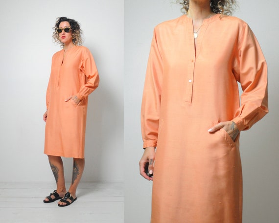 Halston Raw Silk Minimal Dress