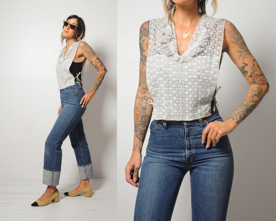 Antique Eyelet Lace dickie Blouse