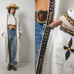 1970&#39;s Muslin Embroidered Duster Coat