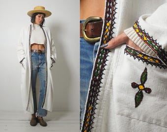 1970's Muslin Embroidered Duster Coat