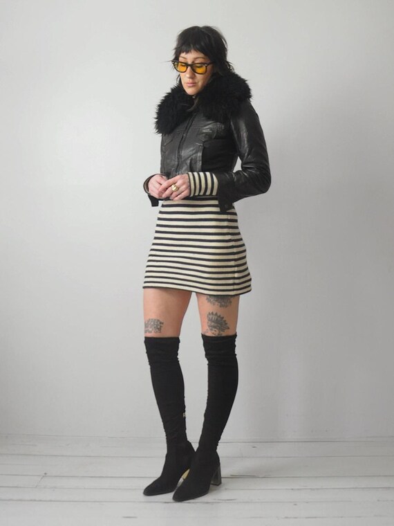 Black Leather Shearling Jacket - image 2