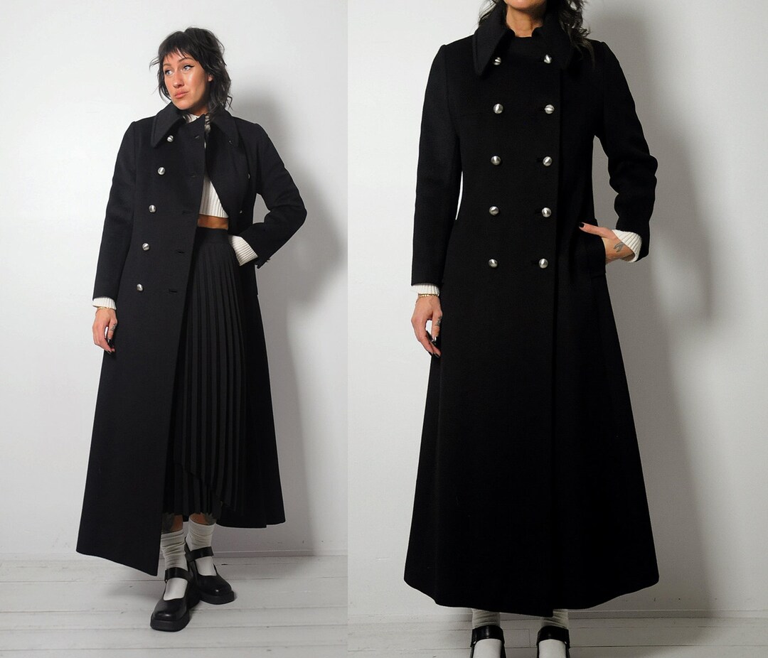 1960's Silver Button Wool Peacoat Etsy