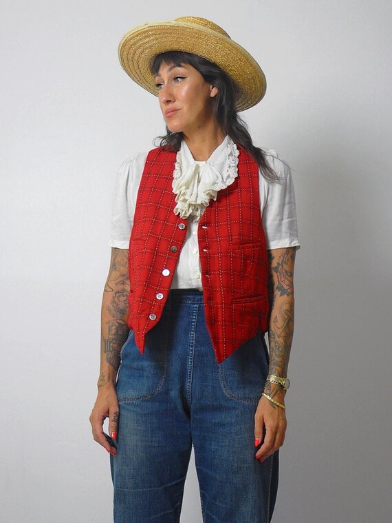 Vintage 1960s Gold Wool Beaded Vest Top