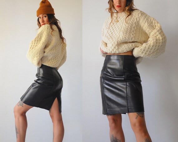 Kiera Black Leather Skirt