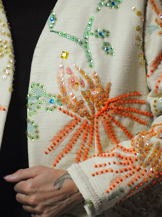1960's Sequined Floral Jacket - image 9