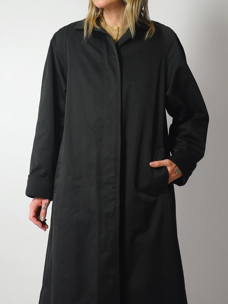 Wool Lined Black Trench Coat image 9
