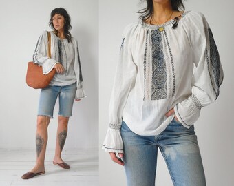 1970's Muslin Embroidered Blouse