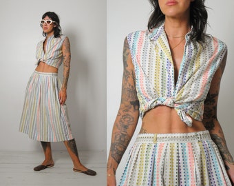 1950's Rainbow Woven 2 Piece Skirt Set