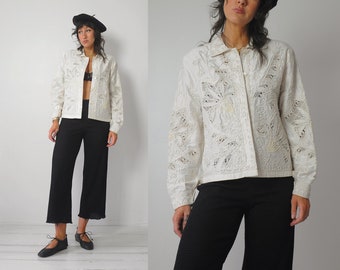 90's Silk Beaded Cutout Jacket