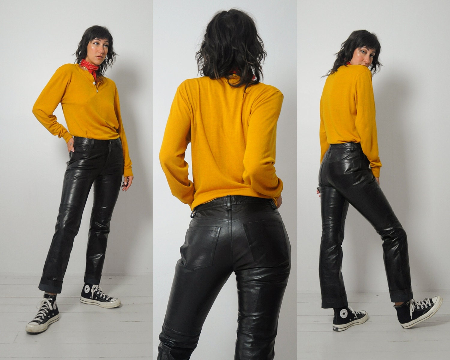 90's Gap Black Leather Jeans -  India