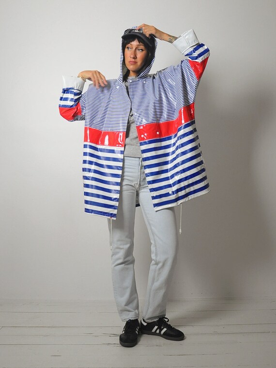 1980's Sailor Stripe Hooded Raincoat - image 6