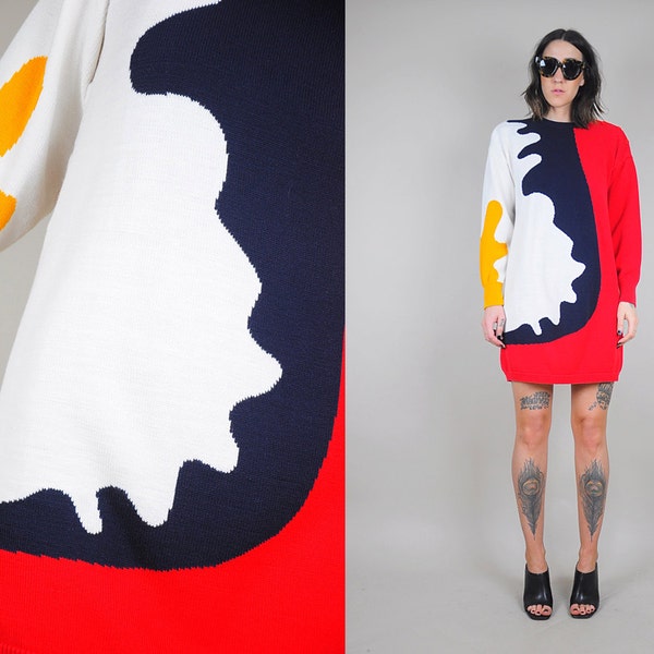 80s abstract knit primary Dress