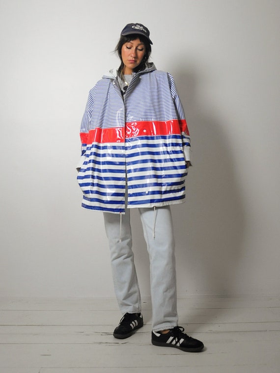 1980's Sailor Stripe Hooded Raincoat - image 5