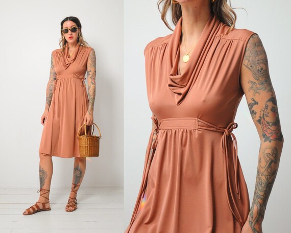 70's Terracotta Cowl Sundress
