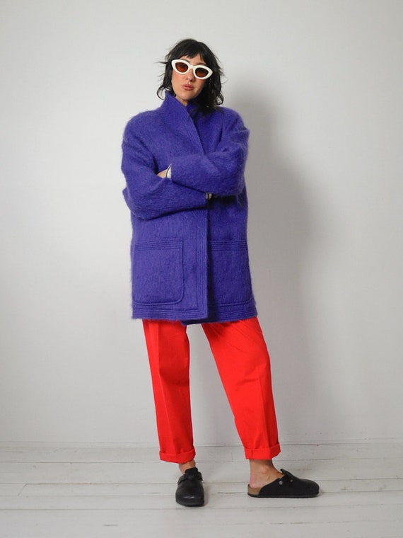 1980's Grape Mohair Oversized Coat - image 3