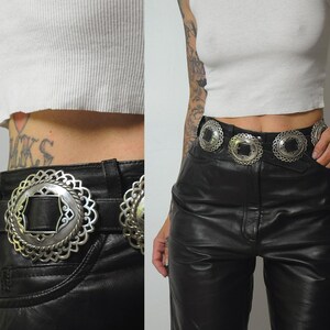 VTG Brighton 1995 Black Leather Women Western Belt MEDIUM Ornate Silver Buckle Women main image 2