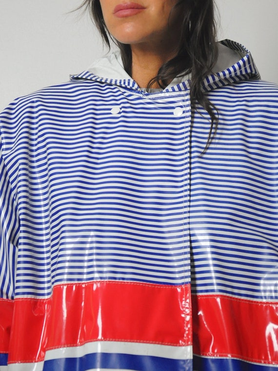 1980's Sailor Stripe Hooded Raincoat - image 8