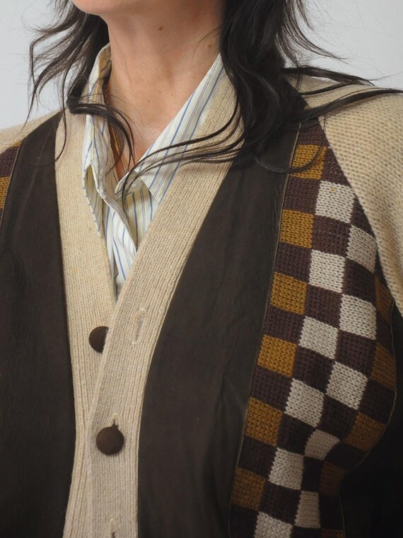 1960's Checkered Suede Cardigan - image 11