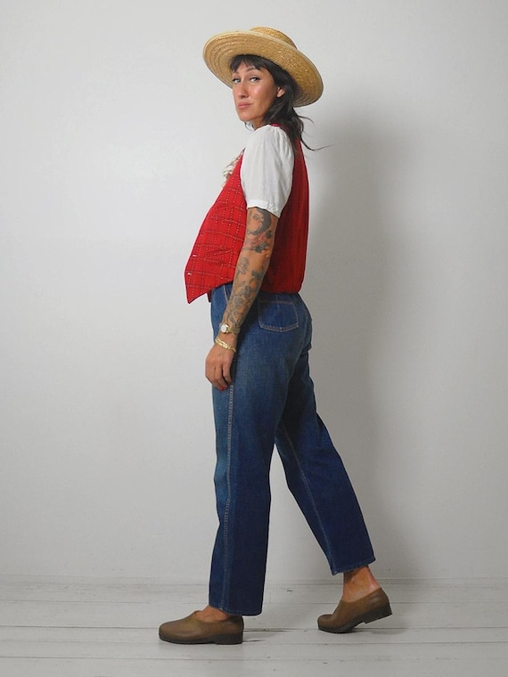 80s red wool vest