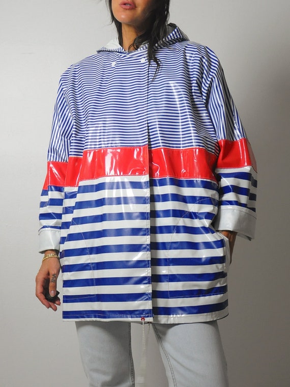 1980's Sailor Stripe Hooded Raincoat - image 7