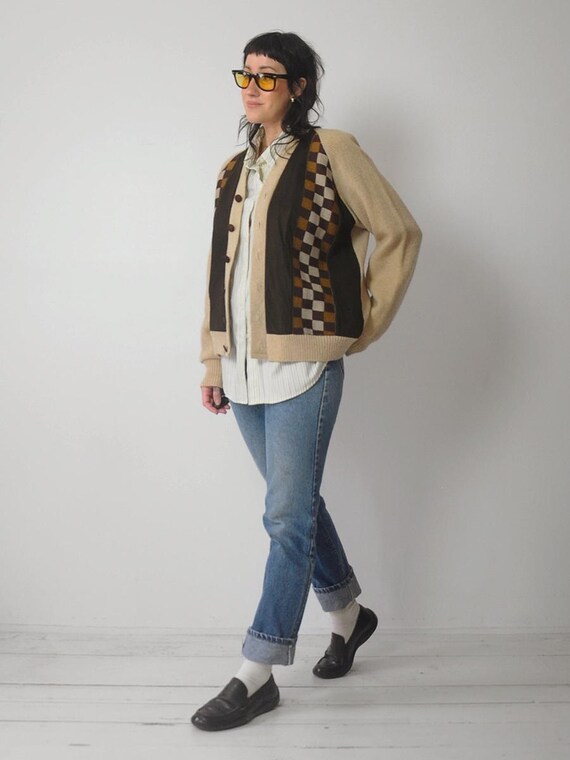 1960's Checkered Suede Cardigan - image 8