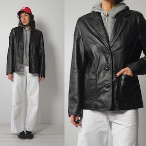 y2k Soft Black Leather Jacket