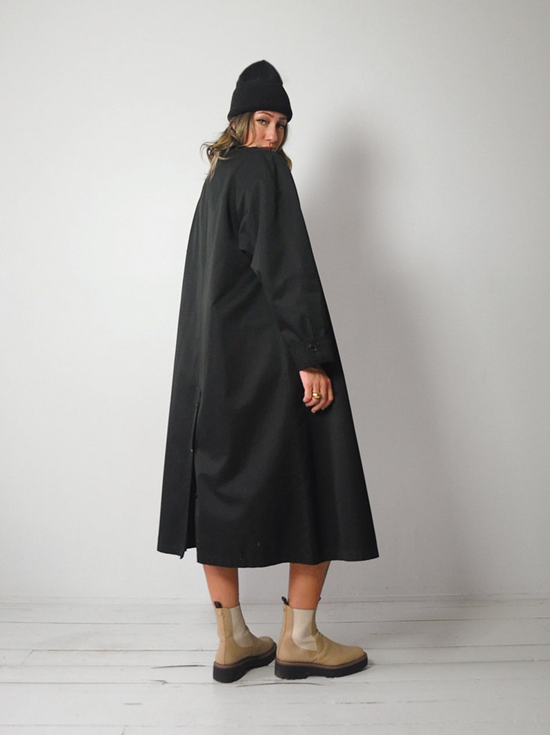 Wool Lined Black Trench Coat image 3