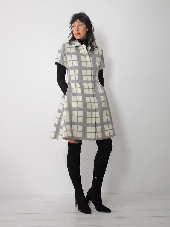 1960s Blue Windowpane Plaid Casual Jacket