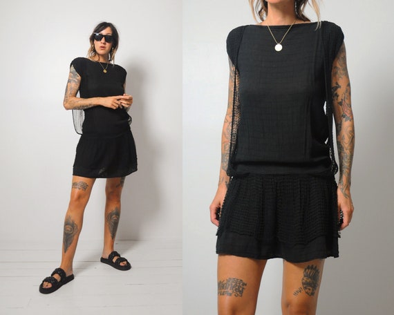 Black Crochet Gauze dress
