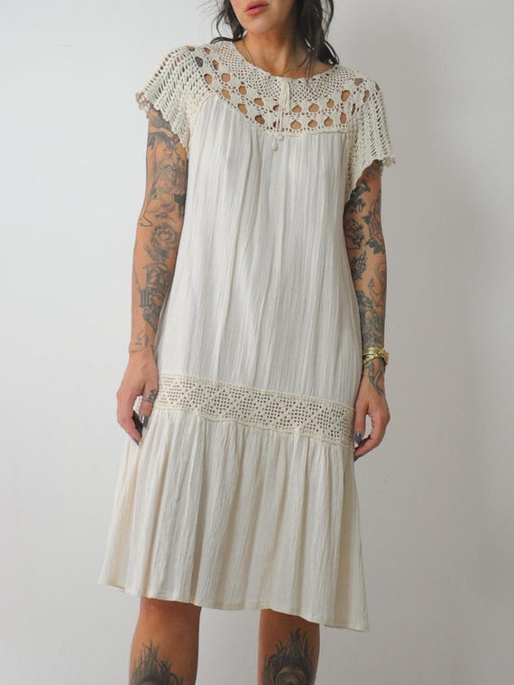 1970's Crochet Gauze Tent Dress - image 7
