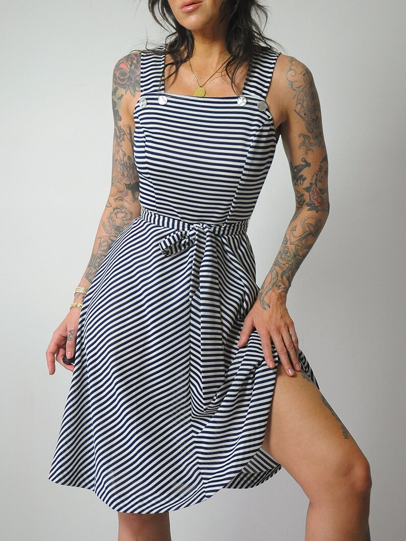 1970's Navy Striped Sundress image 7