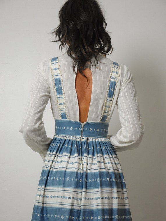 1970's Striped Floral Apron Dress - image 9