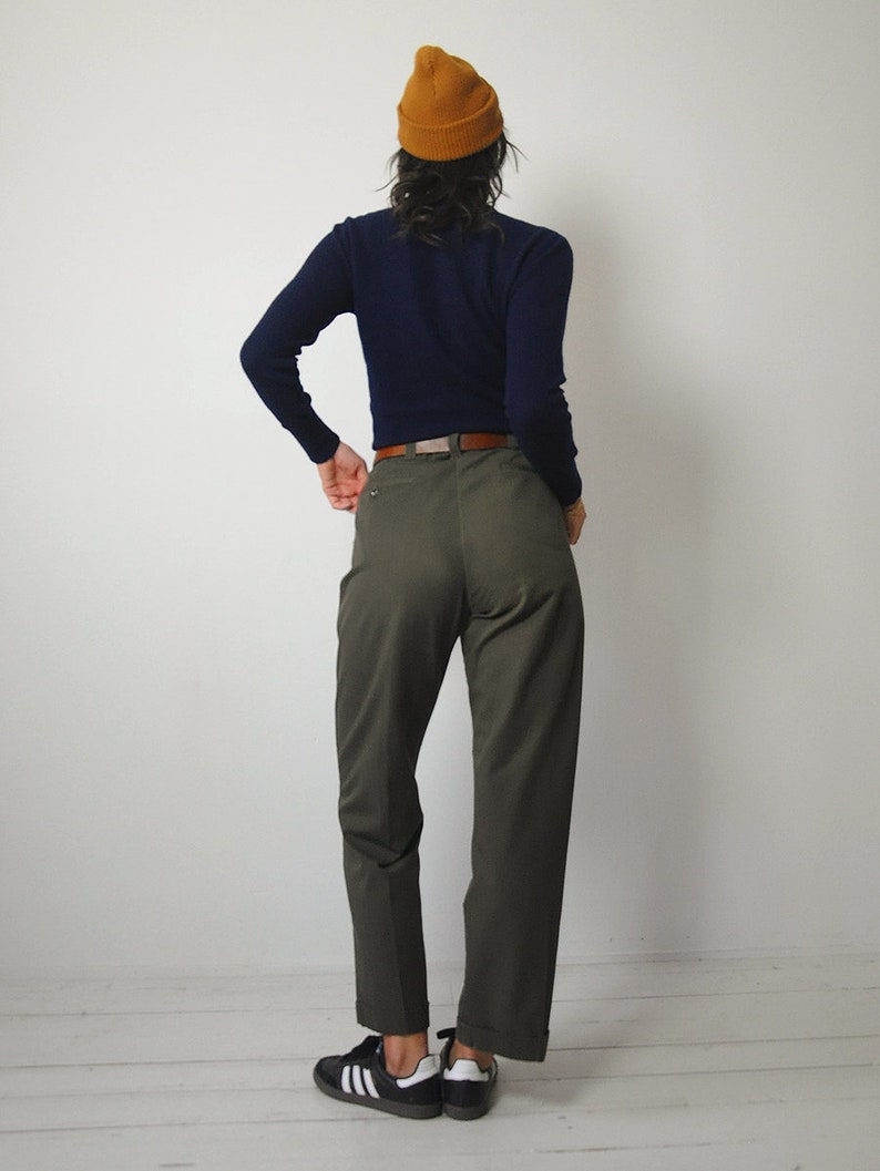 1940's Olive Green Trousers 33x28.5 image 4