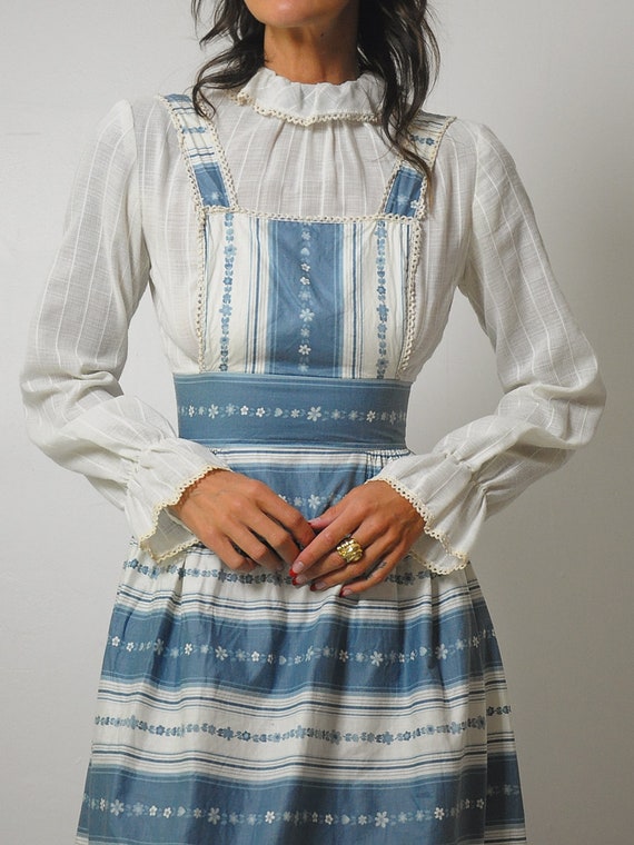 1970's Striped Floral Apron Dress - image 8