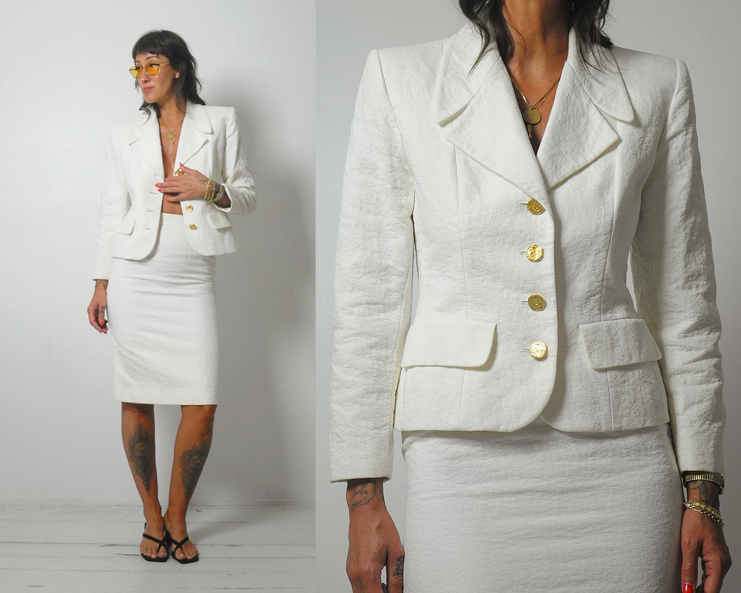 1980er Jahre YSL White Power Suit