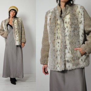 1970&#39;s Faux Leopard Knit Coat