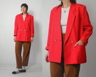 1980's Red Woven Silk Blazer