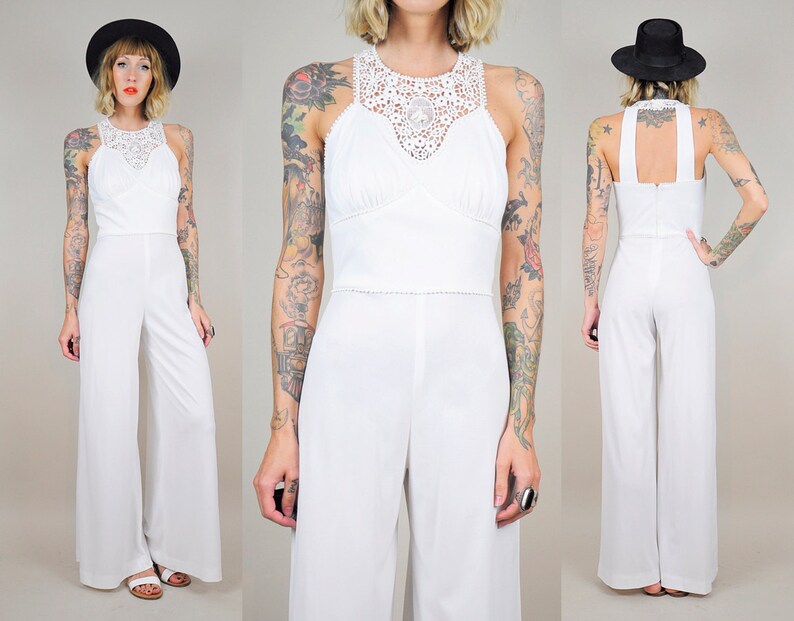 white halter pantsuit