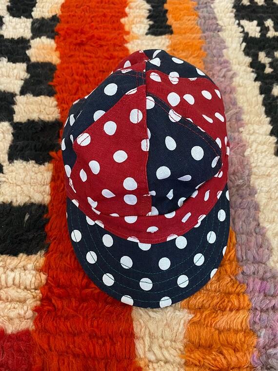 1970's Red & Navy Polka Dot Hat - image 2