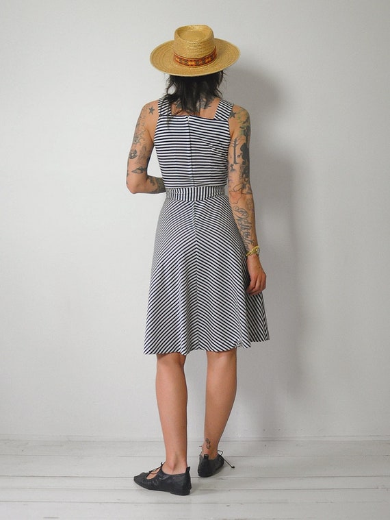 1970's Navy Striped Sundress - image 4