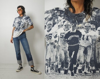 Camiseta con estampado integral de Notre Dame, campeona de los años 80