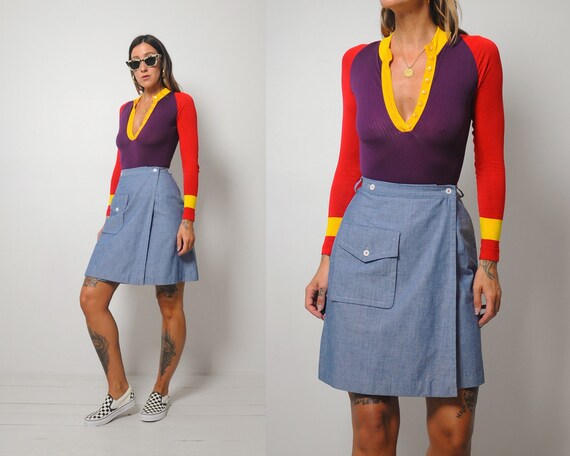 70's Denim Wrap Mini Skirt