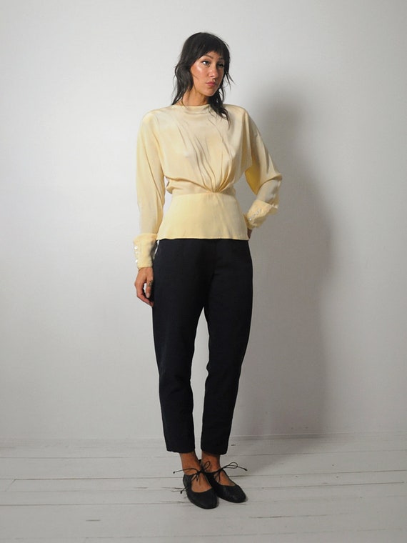 Buttercream Silk Peplum Blouse - image 7