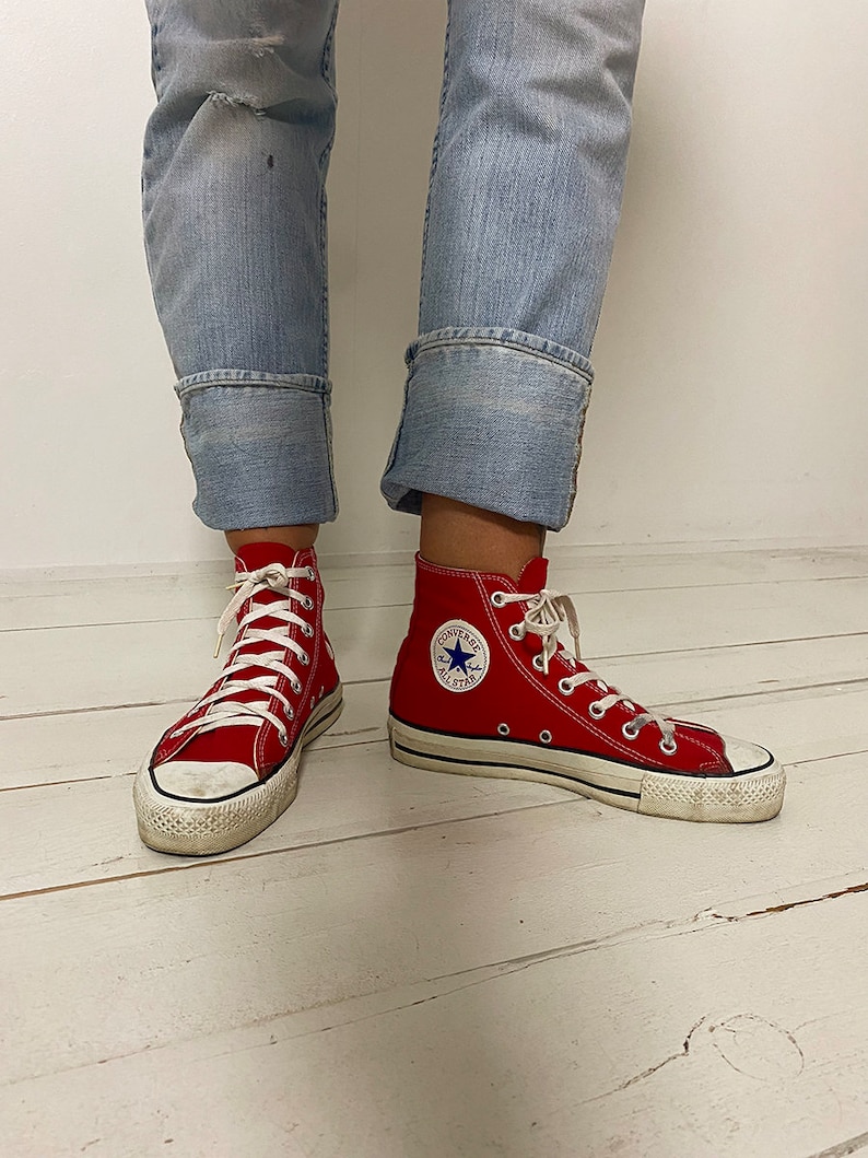 80's/90's Red Converse All Star Size 7 - Etsy