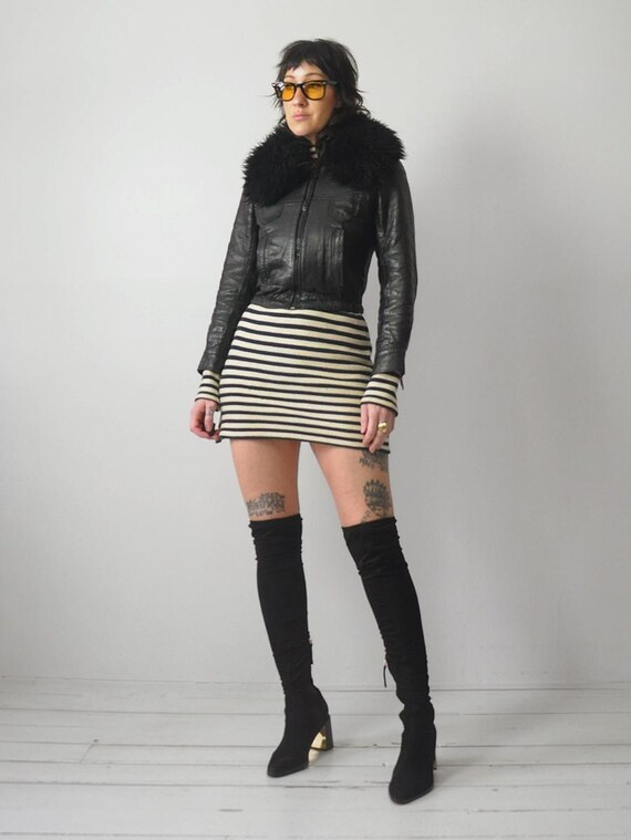 Black Leather Shearling Jacket - image 6